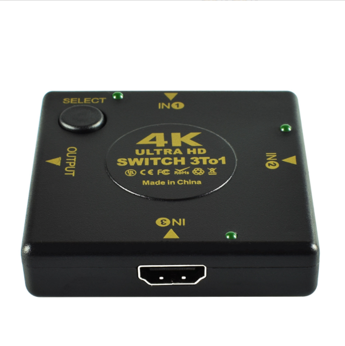 4K HDMI Switcher 3 in 1 Out (Black)