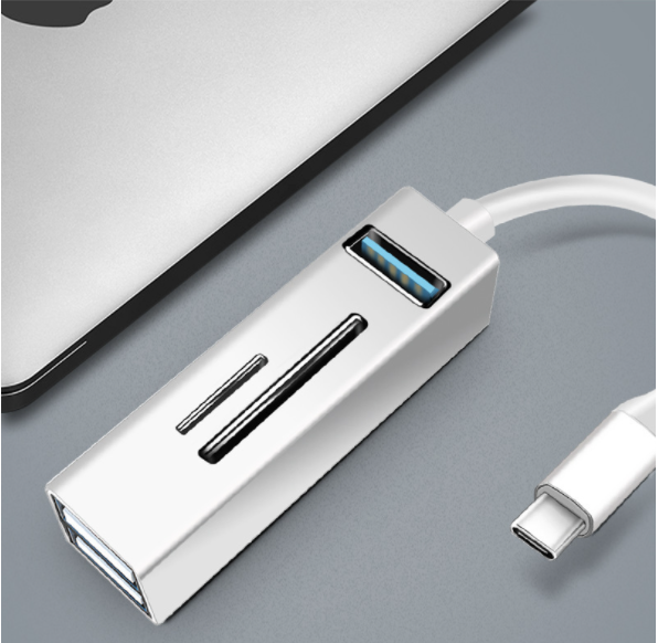 type-c docking station splittertypec card reader SD/TF memory card USB hub 3.0USB (silver)