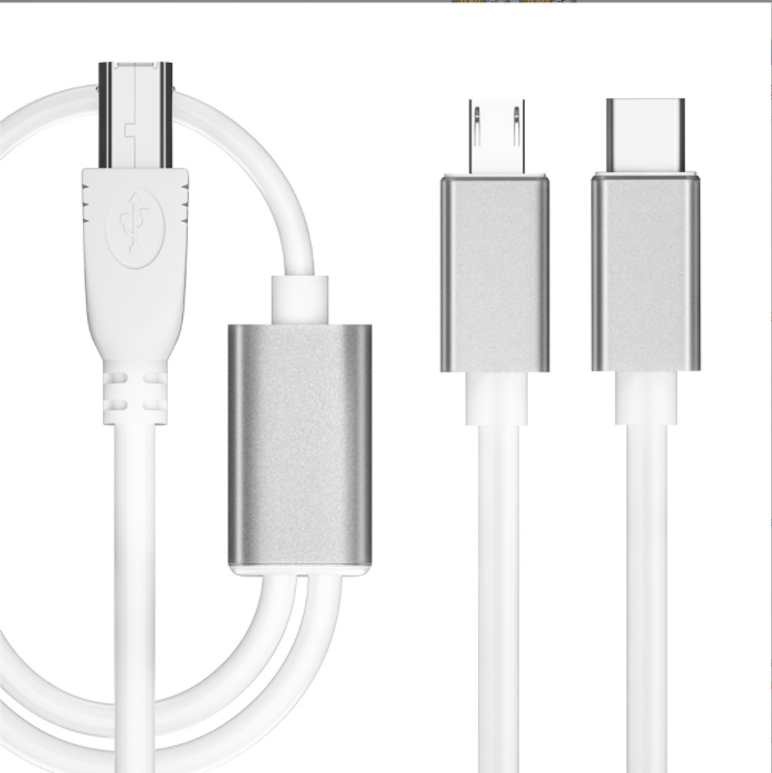 Micro Type-C Rotary Square Piano CableElectronic Musical Instrument Sound CardPiano Cable (Silver)