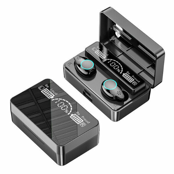 熱賣無線觸控藍牙耳機(X3 圈圈炫酷黑【Type-c充電口+智能高清鏡面大屏+炫酷呼吸燈】)