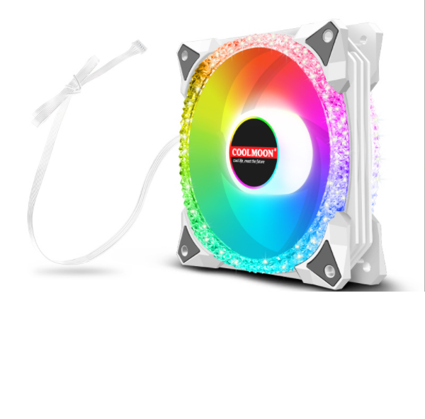 COOLMOON AS2 Case Fan 12cm Dual Aperture Desktop Computer Cooling Silent RGB Fan (Single Magic Diamond White Fan [Controller Required])