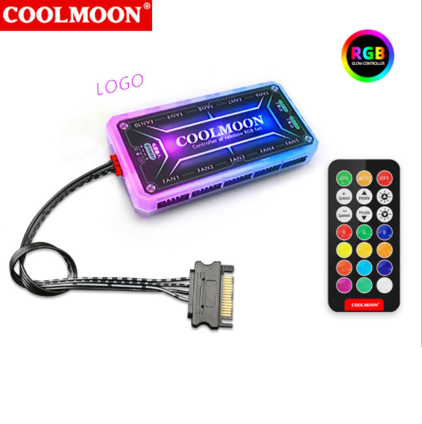 COOLMOON AS2 Case Fan 12cm Dual Aperture Desktop Computer Cooling Silent RGB Fan (Standard Controller)