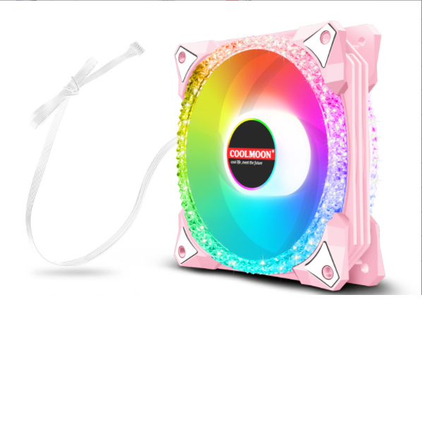 COOLMOON AS2 Case Fan 12cm Dual Aperture Desktop Cooling Silent RGB Fan (Single Diamond Powder Fan [Controller Required])