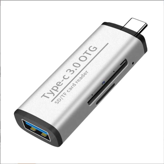 type-c card reader SD/TF memory card U disk converter type-c android otg phone 3.0 card reader (silver)
