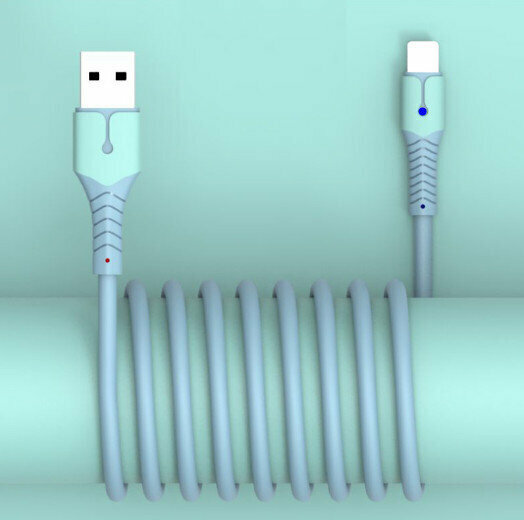 Liquid silicone with light data cable for Apple mobile phone color soft rubber fast charger (Apple interface Lightning-1m blue)