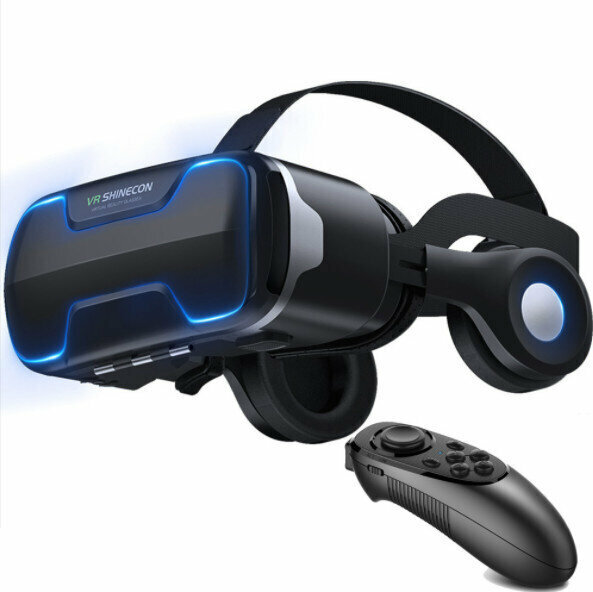 熱賣千幻vr眼鏡shinecon G02ED耳機版護眼360全景glasses手機VR眼鏡（G02ED+052手柄）