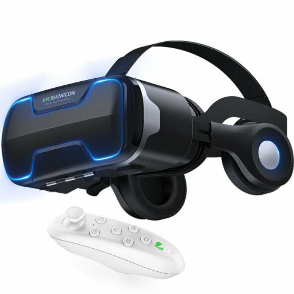 熱賣千幻vr眼鏡shinecon G02ED耳機版護眼360全景glasses手機VR眼鏡（G02ED+Y1白色）