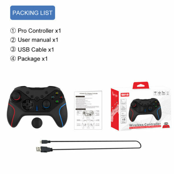 switch wireless wired controller S818 PCsteam/iOS/Android Genshin Impact Cloud Game (S818 wireless version left red right blue)