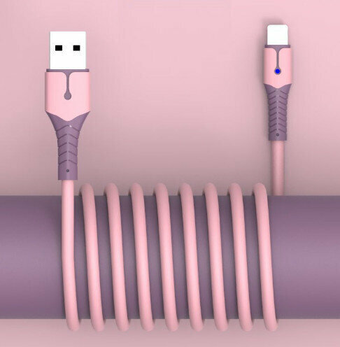 Liquid silicone with light data cable for Apple mobile phone color soft rubber fast charger (Apple interface Lightning-1.5m pink)