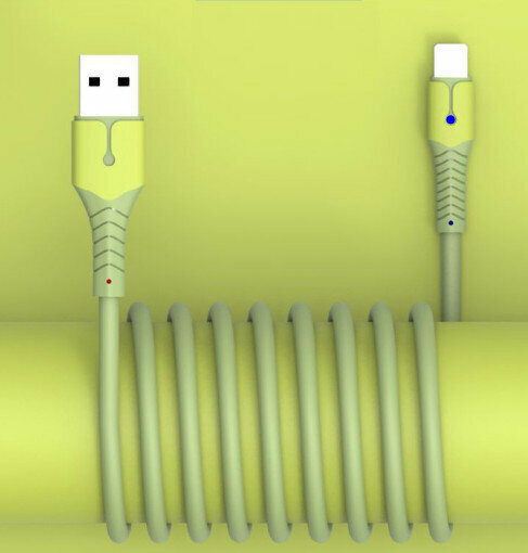 Liquid silicone with light data cable for Apple mobile phone color soft rubber fast charger (Apple interface Lightning-0.25m yellow)