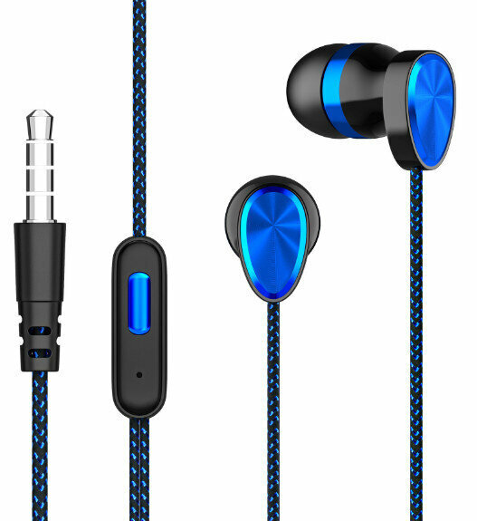 Wired 3.5mm In-Ear Sport Earbuds Sports Plating Gaming Subwoofer Headphones (Blue Headphones)