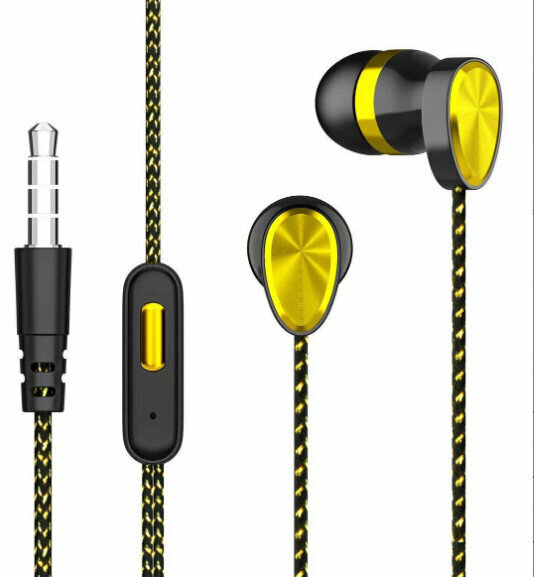 Wired 3.5mm In-Ear Sports Earbuds Sports Plating Gaming Subwoofer Headphones (Gold Headphones)