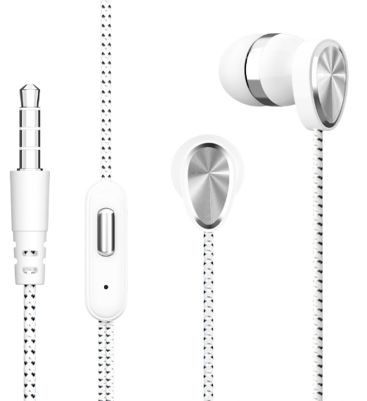 Wired 3.5mm In-Ear Sports Earbuds Sports Plating Gaming Subwoofer Headphones (Silver Headphones in Bags)