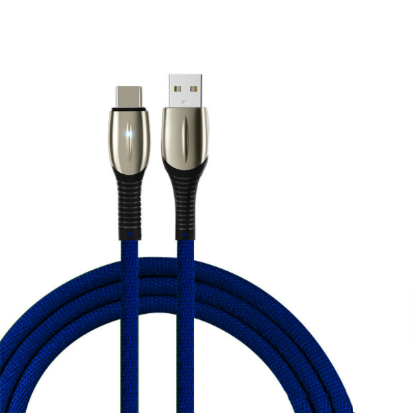 Zinc alloy braided 3A data cable with light [Android interface Android-1.5m (blue)]