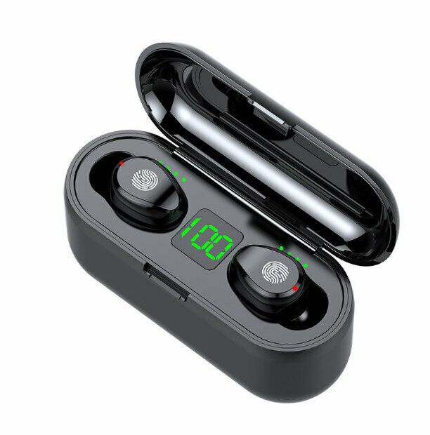 熱賣F9-2無線藍牙耳機顏色【黑色【雙耳英文】】