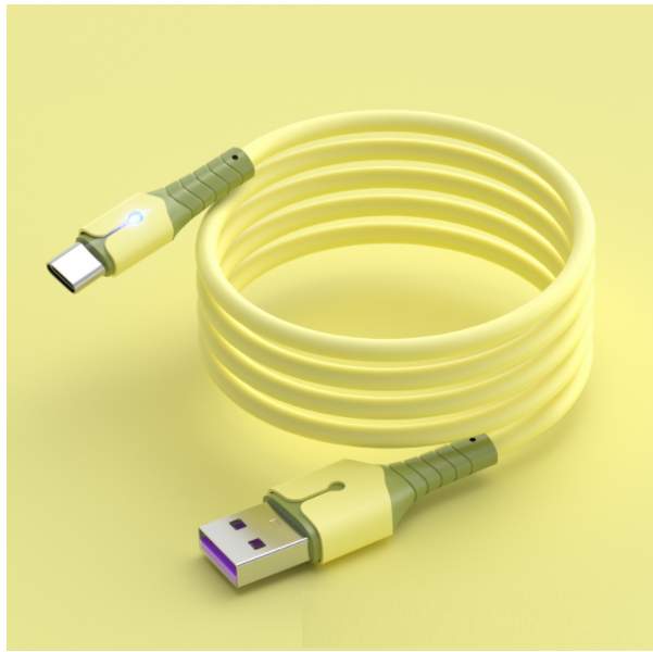 Liquid Soft Rubber Data Cable with Light [TYPE-C Interface-2m (Yellow)]
