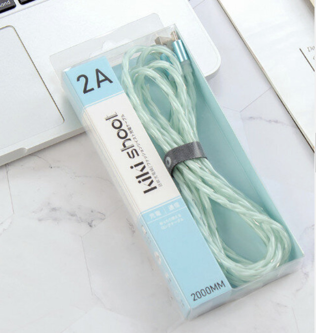 2m data cable for android android extended 2A boxed charging cable colorful twisted crystal charging cable (SD-214 (Android) blue)