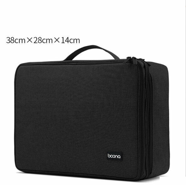 Document Storage Bag, Family Household Large-capacity Box, Hukou Booklet, Passport Sleeve, Bills, Important Document Bag, Multi-functional Box (Black)