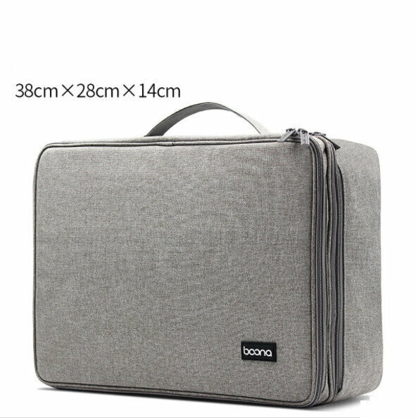 Document storage bag, family household large-capacity box, household registration book, passport set, bills, important document bag, multi-function box (gray)