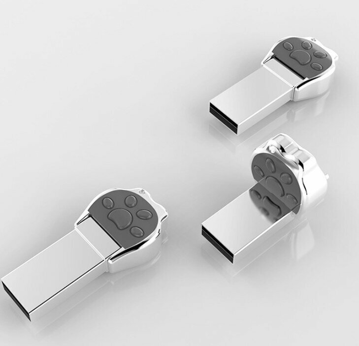 【128GB】3.0 Cat's Paw Metal U Disk Color【Metal Cat's Claw-Silver】