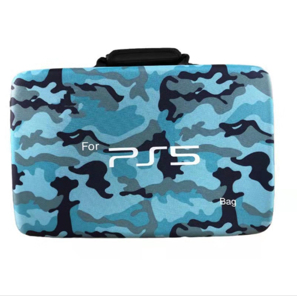 爆款EVA PS5主機收納包 PS5主機配件收納包 PS5便攜收納包（PS5硬盒迷彩藍色）