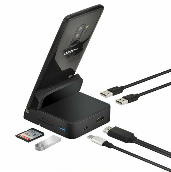 熱賣USB-c擴展塢多功能帶PD充電usb3.0hub筆記本macbook集線器拓展塢（支架tpye-c轉 高清+USB3.0*1+USB2.0*2+TF+SD+PD）