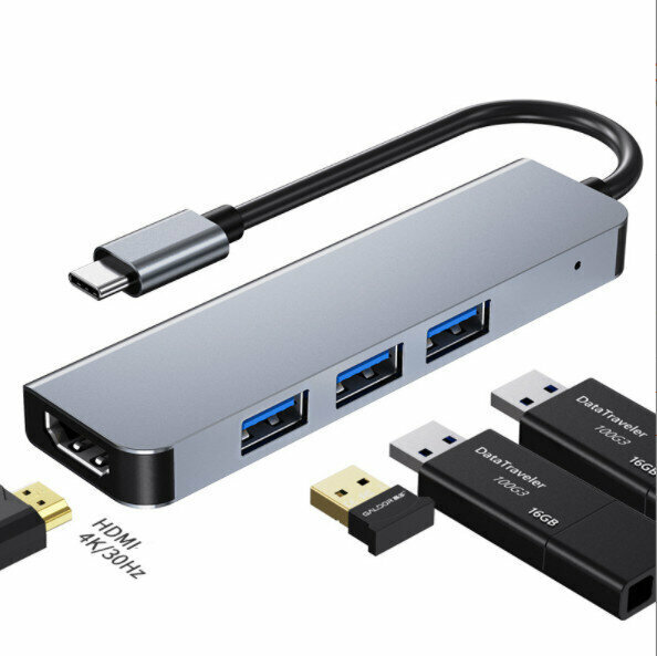 熱賣USB-C 擴展塢蘋果華為筆記本 macbook prk usb拓展（四合一 type-c轉高清+usb*3）