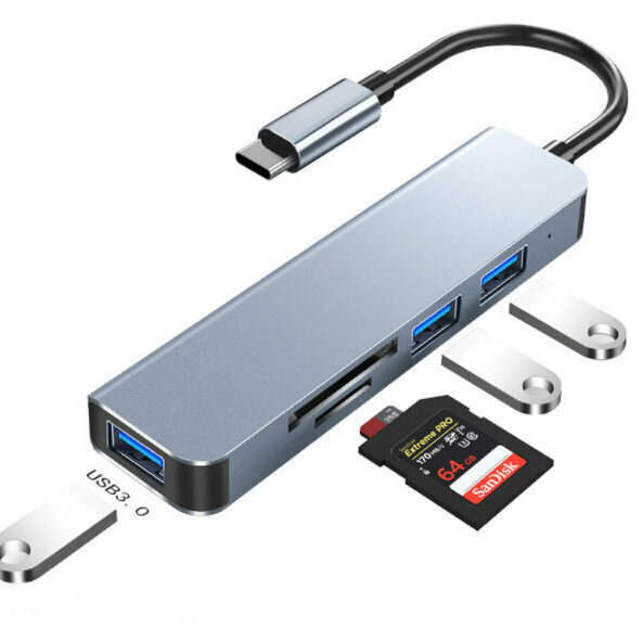 熱賣USB-c五合一 usb hub 適用於華為macbook 筆記本拓展（type-c轉USB3.0+2.0*2+SD/TF）