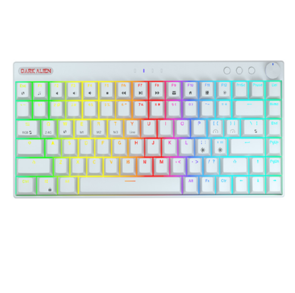 Three-mode light-emitting wireless mechanical keyboard (blue switch white)