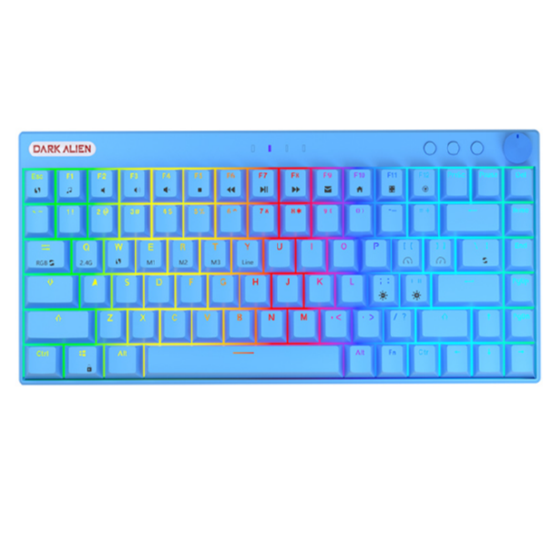 Three-mode light-emitting wireless mechanical keyboard (blue blue)