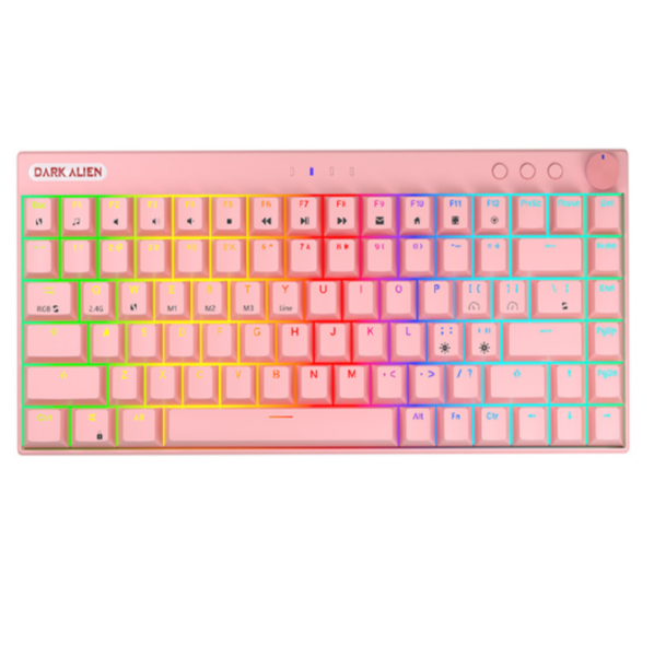 Three-mode light-emitting wireless mechanical keyboard (blue switch pink)