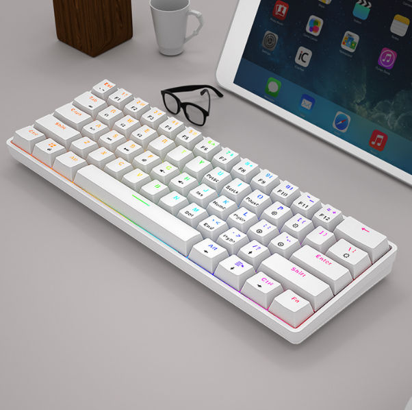 Electrostatic luminous bluetooth mechanical keyboard (crack K28 blue switch white bluetooth keyboard)