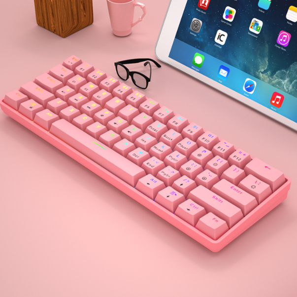 Electrostatic luminous bluetooth mechanical keyboard (crack K28 blue axis pink bluetooth keyboard)