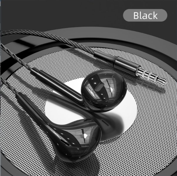 激抵重低音半入耳式有線直插耳機帶麥（黑色）