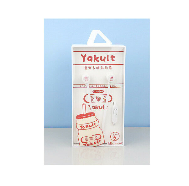 In-ear cartoon lactic acid bacteria inline control with microphone cute boxed headphones (white)