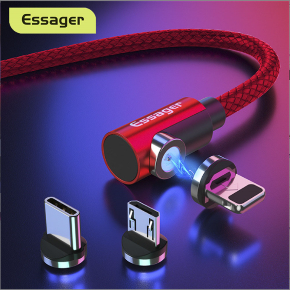 Elbow magnetic data cable one line three ends (red 2M)