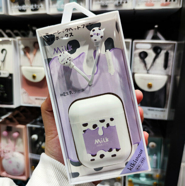 In-ear headphones wired cartoon headphones (white)