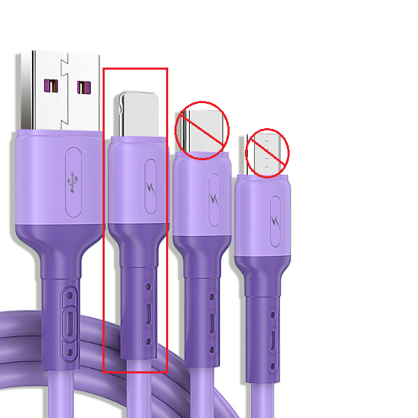 Liquid silicone data cable [Apple interface Lightning-1.0m (purple)]