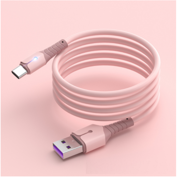Liquid Soft Rubber Data Cable with Light [Android Interface-0.25m (Pink)]