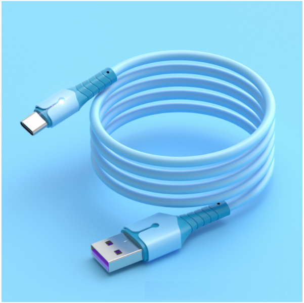 Liquid Soft Rubber Data Cable with Light [Android Interface-0.25m (Blue)]