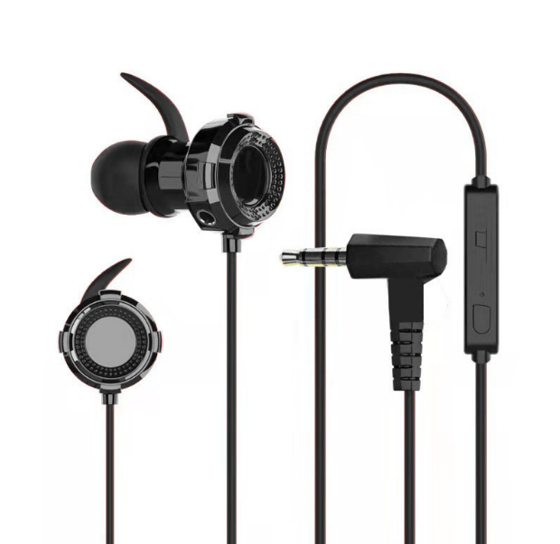 熱賣電競遊戲專用耳機入耳式重低音有線雙咪通用手機電腦耳機（黑色）