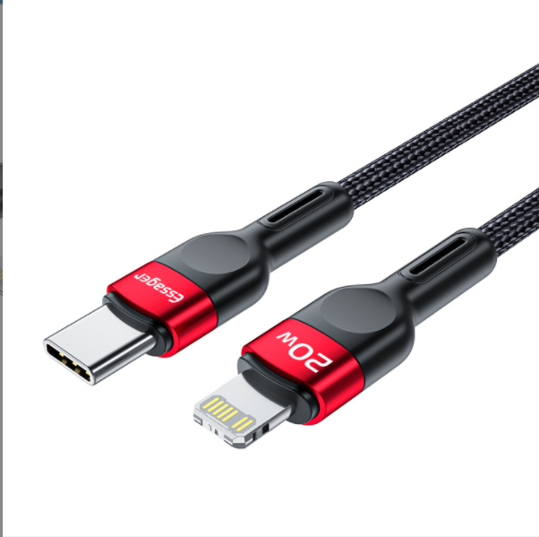 PD20W fast charging data cable type-c port (black red 0.5M)
