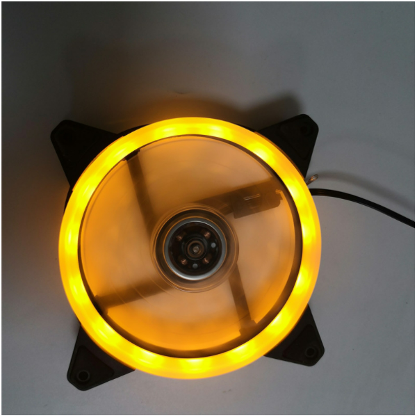 熱推機箱風扇12CM 極光日食 16LED 12025雙光圈散熱風扇（黃色）