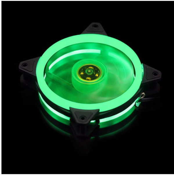 激抵機箱風扇12CM 極光日食 16LED 12025雙光圈散熱風扇（雙環綠燈）