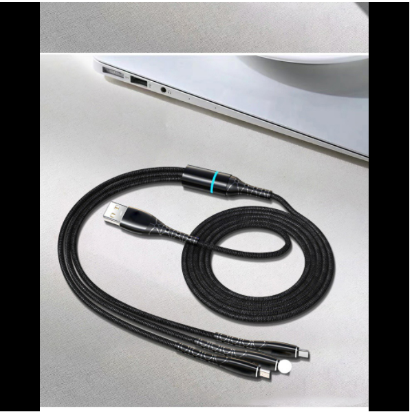 One-in-three lighted data cable Three-in-one fast charging data cable [one-in-three data cable-1.2m (black)]
