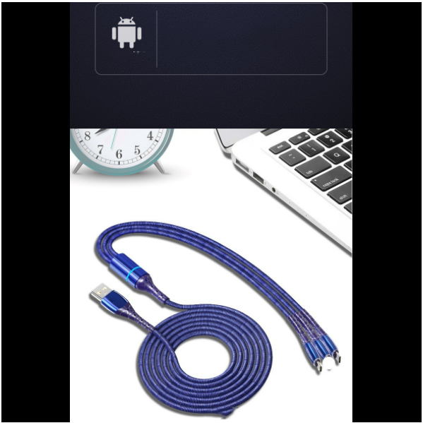 One-in-one three-in-one data cable with light Three-in-one fast charging data cable [one-in-three data cable-1.2m (blue)]