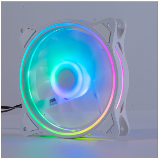A RGB White Dual Aperture 5V3 Pin PWM Computer Cooling Case (White ARGBPWM Case Fan)