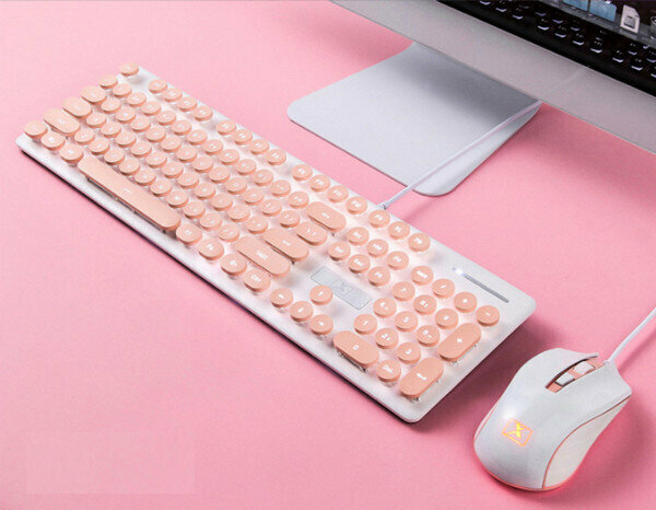 Wired Keyboard & Mouse Combo - N518 Pink