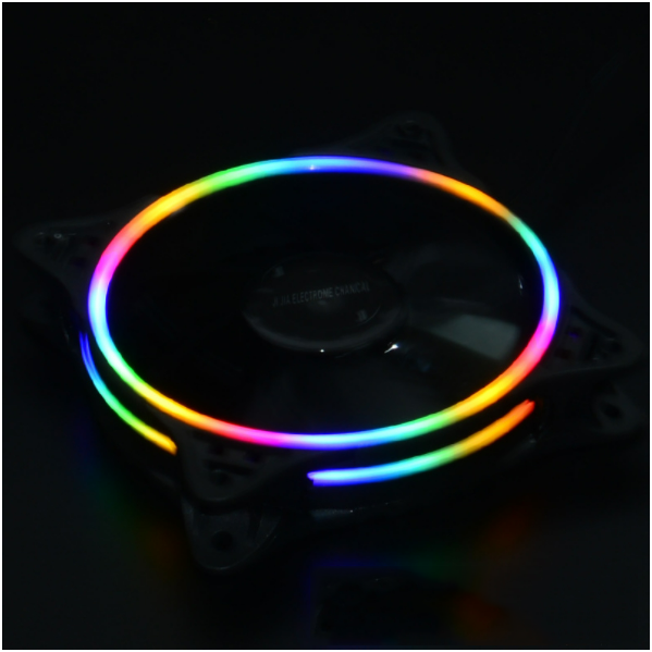 Case Fan 12CM Fine Aperture Luminous Eclipse RGB Computer Cooling Fan (Rainbow Color)