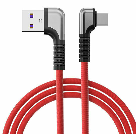 激抵雙彎頭數據線適用於蘋果5A手游快速充電線（蘋果接口Lightning-1米 紅色）